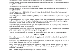 Quyết định 37/2012/QĐ-UBND công bố bảng giá ca má thiết bị thi công xây dựng