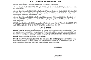 Quyết định 1639/QĐ-CTUBND năm 2012 công bố thủ tục hành chính thuộc thẩm quyền