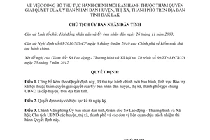 Quyết định 1775/QĐ-UBND năm 2012 công bố thủ tục hành chính thuộc thẩm quyền