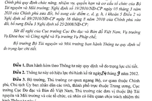 Thông tư 08/2012/TT-BTNMT Quy định đo trọng lực chi tiết