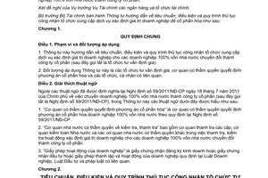 Thông tư 127/2012/TT-BTC hướng dẫn tiêu chuẩn điều kiện quy trình thủ tục