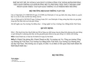 Quyết định 1873/QĐ-BGTVT năm 2012 phê duyệt Đề án Nâng cao chất lượng công tác