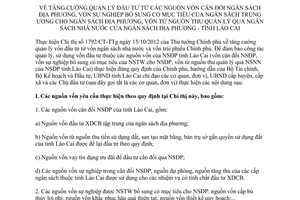 Chỉ thị 11/CT-UBND 2012 quản lý đầu tư từ nguồn vốn cân đối ngân sách địa phương Lào Cai