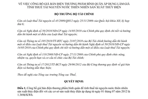 Quyết định 1992/QĐ-BTC năm 2012 công bố giá bán điện thương phẩm bình quân