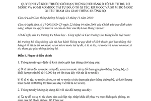 Thông tư 32/2012/TT-BGTVT quy định kích thước giới hạn thùng chở hàng ô tô tải