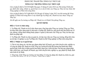 Quyết định 603/QĐ-TCTL-VP Nhiệm vụ quyền hạn cơ cấu tổ chức Vụ Pháp chế Thanh tra Tổng cục Thủy lợi