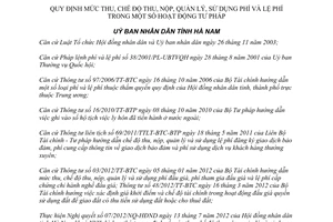 Quyết định 16/2012/QĐ-UBND quy định mức thu quản lý và sử dụng phí lệ phí Hà Nam