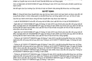 Quyết định 1951/QĐ-BKHCN 2012 thủ tục hành chính mới sửa đổi sở hữu trí tuệ Bộ Khoa học Công nghệ