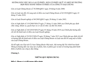 Thông tư 130/2012/TT-BTC hướng dẫn việc mua lại cổ phiếu bán cổ phiếu quỹ