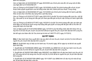 Quyết định 43/2012/QĐ-UBND mức thu phí lệ phí tỷ lệ trích để lại