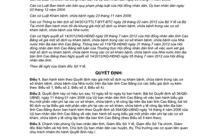Quyết định 06/2012/QĐ-UBND giá dịch vụ khám chữa bệnh trong cơ sở khám chữa