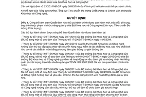 Quyết định 1950/QĐ-BKHCN 2012 thủ tục hành chính Tiêu chuẩn Đo lường Chất lượng Bộ Khoa học Công nghệ