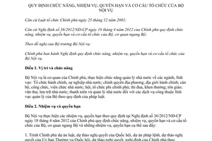 Nghị định 61/2012/NĐ-CP quy định chức năng nhiệm vụ quyền hạn cơ cấu tổ chức