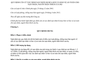 Nghị định 62/2012/NĐ-CP quy định căn cứ xác định nạn nhân bị mua bán bảo vệ