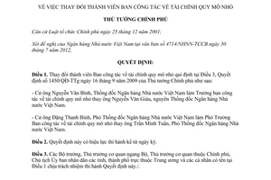 Quyết định 1071/QĐ-TTg năm 2012 thay đổi thành viên Ban công tác tài chính