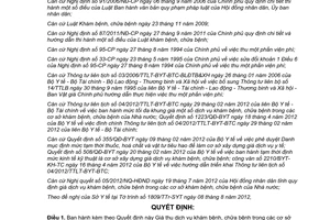 Quyết định 40/2012/QĐ-UBND giá thu dịch vụ khám chữa bệnh