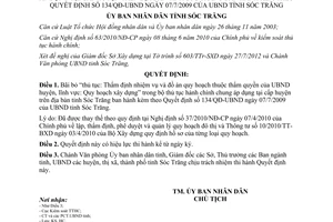 Quyết định 160/QĐ-UBND bãi bỏ thủ tục hành chính cấp huyện tỉnh Sóc Trăng