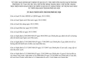 Quyết định 21/2012/QĐ-UBND Quy định quản lý thu hồi vốn ngân sách Thành phố