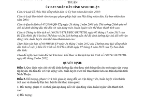 Quyết định 39/2012/QĐ-UBND mức chi chế độ dinh dưỡng đối với vận động viên