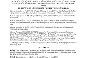 Quyết định 1922/QĐ-BNN-BVTV năm 2012 công bố thủ tục hành chính mới sửa đổi