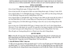 Quyết định 148/QĐ-VSD năm 2012 sửa đổi Quy chế hoạt động bù trừ và thanh toán