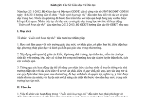 Công văn 4935/BGDĐT-GDTrH hướng dẫn tổ chức Tuần sinh hoạt tập thể đầu năm học