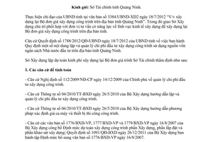 Công văn 1498/SXD-KTXD 2012 thẩm định kinh phí xây dựng Bộ đơn giá xây dựng công trình Quảng Ninh