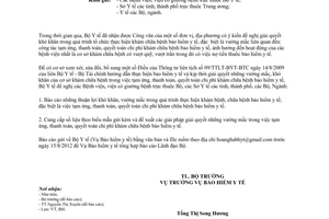 Công văn 4986/BYT-BH báo cáo thực hiện khám chữa bệnh bảo hiểm y tế