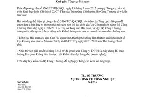 Công văn 7147/BCT-CNNg thực hiện Chỉ thị 02/CT-TTg