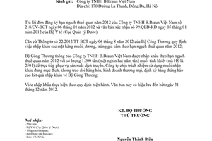 Công văn 7134/BCT-XNK nhập khẩu muối theo hạn ngạch thuế quan