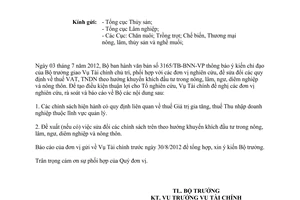 Công văn 3838/BNN-TC đề xuất sửa đổi quy định thuế giá trị gia tăng