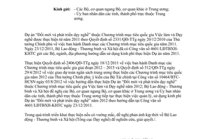 Công văn 2774/LĐTBXH-TCDN hướng dẫn sử dụng kinh phí Dự án Đổi mới phát triển