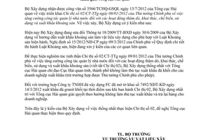 Công văn 27/BXD-VLXD thực hiện Chỉ thị 02/CT-TTg