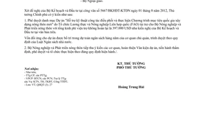 Công văn 1197/TTg-QHQT danh mục Dự án do FAO tài trợ