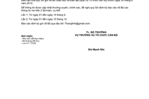 Công văn 5352/TCCB-BGDĐT báo cáo thông tin về nhân sự lãnh đạo Sở, nhân sự Phòng