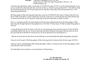 Công văn 4012/BNN-THQT rà soát số liệu nhu cầu vay vốn nước ngoài Doanh nghiệp