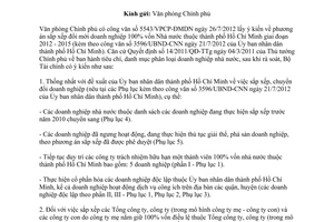 Công văn 11307/BTC-TCDN phương án sắp xếp đổi mới doanh nghiệp Hồ Chí Minh