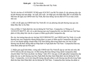 Công văn 7091/BGTVT-HTQT vướng mắc phương tiện vận tải phi thương mại Campuchia