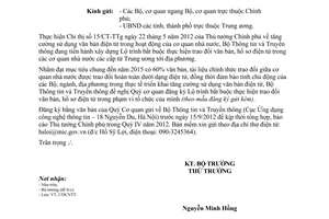 Công văn số 2287/BTTTT-ƯDCNTT 2012 đăng ký lộ trình bắt buộc trao đổi hồ sơ điện tử