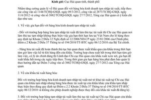 Công văn 4509/TCHQ-GSQL thủ tục hải quan hàng kinh doanh tạm nhập tái xuất