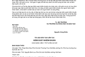 Công văn 5771/BYT-K2ĐT 2012 Chương trình Tài liệu Kiểm soát nhiếm khuẩn cán bộ Y tế