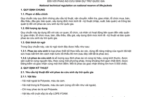 Quy chuẩn kỹ thuật Quốc gia QCVN 07:2012/BTC về phao áo cứu sinh dự trữ quốc gia do Bộ trưởng Bộ Tài chính ban hành