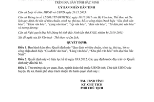 Quyết định 56/2012/QĐ-UBND tiêu chuẩn trình tự thủ tục hồ sơ công nhận danh hiệu