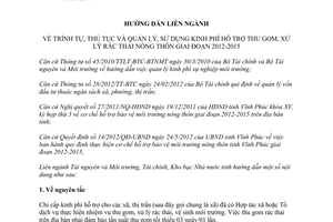 Hướng dẫn 835/HDLN-STNMT-STC-KBNN 2012 kinh phí thu gom xử lý rác thải nông thôn Vĩnh Phúc
