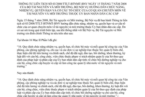 Đính chính Thông tư liên tịch 03/2008/TTLT-BTNMT-BNV hướng dẫn chức năng