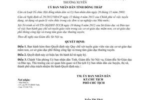 Quyết định 687/QĐ-UBND-HC 2012 quy chế xét tuyển giáo viên vào cơ sở giáo dục mầm non Đồng Tháp