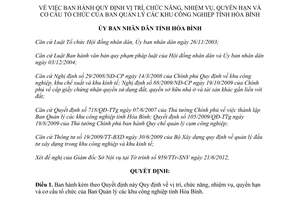 Quyết định 08/2012/QĐ-UBND Quy định vị trí chức năng nhiệm vụ quyền hạn