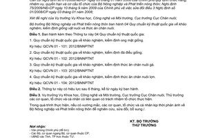 Thông tư 41/2012/TT-BNNPTNT Quy chuẩn kỹ thuật quốc gia khảo nghiệm