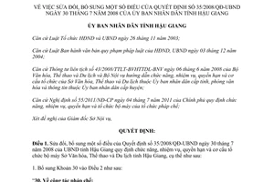 Quyết định 25/2012/QĐ-UBND sửa đổi Quyết định 35/2008/QĐ-UBND Hậu Giang