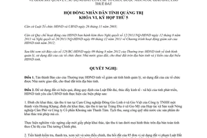 Nghị quyết 13/NQ-HĐND 2012 giám sát quản lý sử dụng đất tổ chức được giao đất Quảng Trị